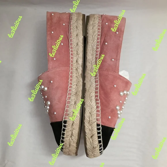 CHANEL 17B SUEDE PEARL PINK ESPADRILLES SIZE 38 *PRE-OWNED* - Picture 11 of 13
